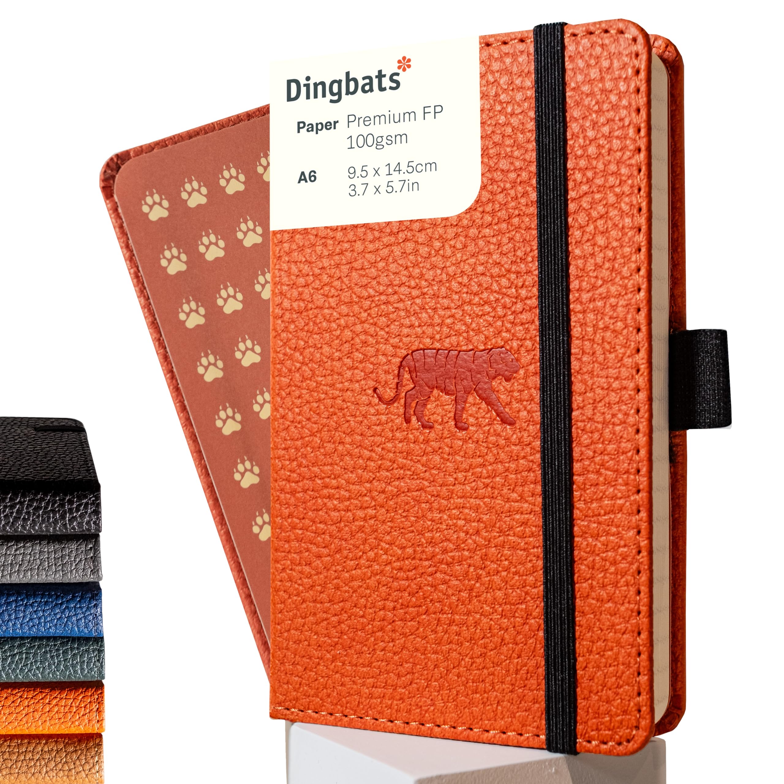 Dingbats* - Wildlife Squared Pocket Notebook A6 - PU Leather Hardcover Journal - Ideal for Work, Travel -Pocket, Elastic Closure, Pen Holder, Bookmark