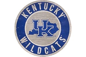 LA AUTO GEAR Fan Creations Kentucky Wildcats 12" Circle with State and Team Logo Wood Sign