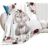 Cute Easter Rabbit Blanket Bunny Stuff Fleece Throw Blanket Gifts for Women Girls Super Soft Cozy Animal Plush Bedding Decor Blanket for Baby Kids Adults Bed 40"x50"
