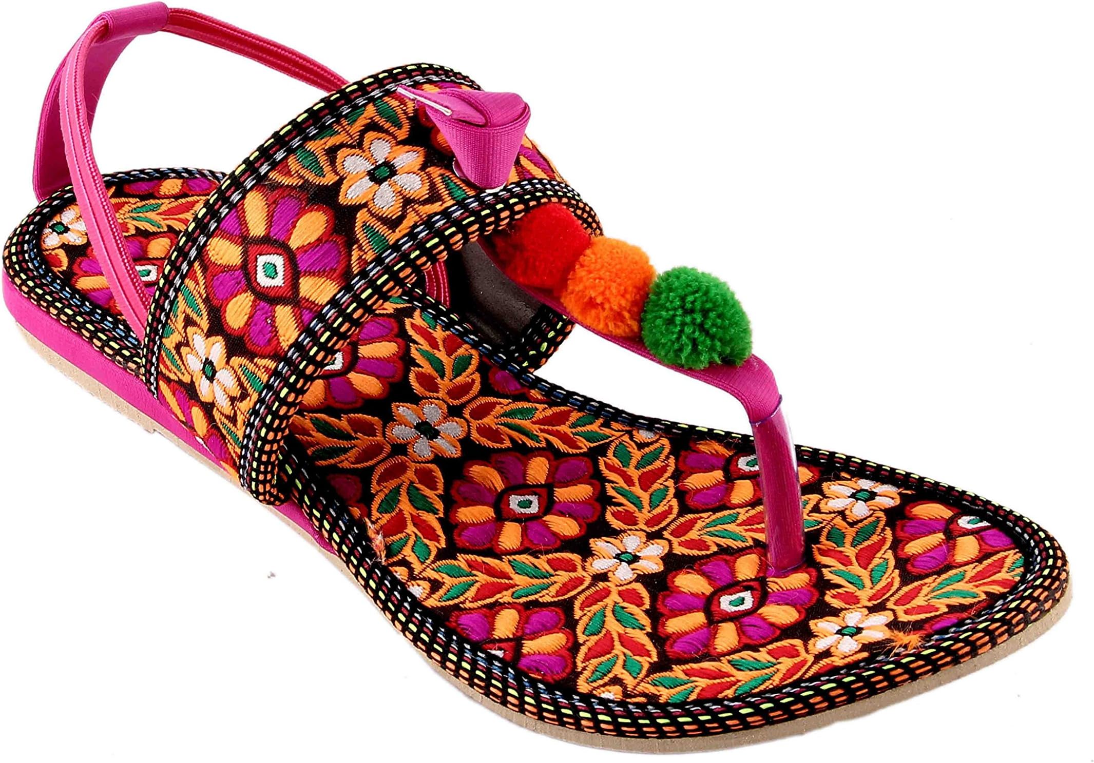 SHREE OL Women's Synthetic Leather Rajasthani Jaipuri Work Kolhapuri Chappals