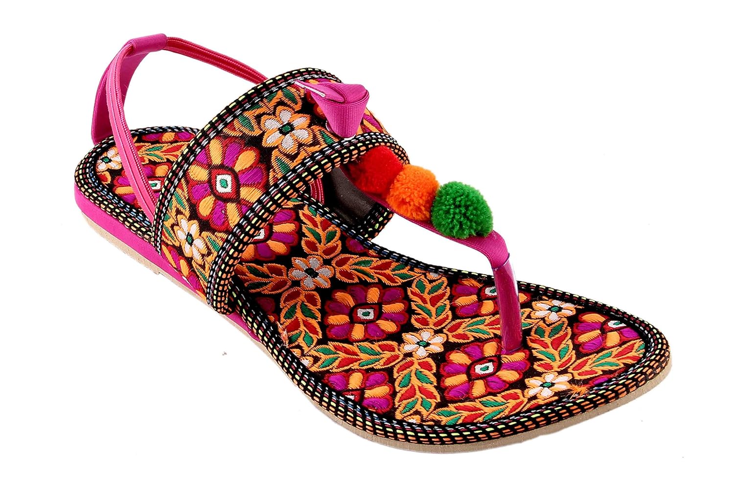 shree synthetic leather women's rajasthani jaipuri work kolhapuri chappals