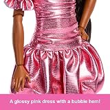 Barbie Deluxe Style Doll 6 Metallic Coral Pink Dress Black Hair Ponytail JFP41 view 2