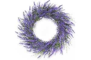 petalyn Lavender Wreath for Front Door, 20 Inch Artificial Purple Spring Summer Wreath Wedding Decor, Door Wreath for Hanging