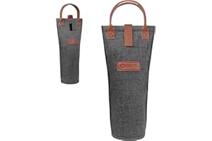 opux Wine Bag Single Bottle Carrier Tote, Insulated Travel Wine Cooler Bag for Picnic Beach Gift, Thermal Padded Portable One