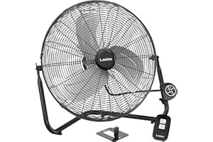 Lasko 20" Black High Velocity Wall Mount Fan with Pivoting Head - 3 Speeds, Remote Control, Ideal Wall Mount Fan or Floor Fan for Home, Garage, Attic, H20660