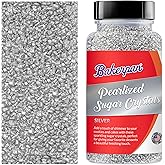 Bakerpan Pearlized Sugar Sprinkles for Baking - 5 Ounce - Sparkling Silver Decorating Sugar Crystals for Cookies, Cake Pops, Ice Cream (Made in USA)