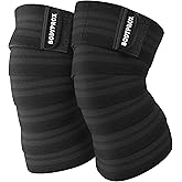 Bodyprox Knee Wrap 2 Pack for Squats, Weightlifting, Powerlifting, Leg Press, and Cross Training, Knee Support for Men and Women