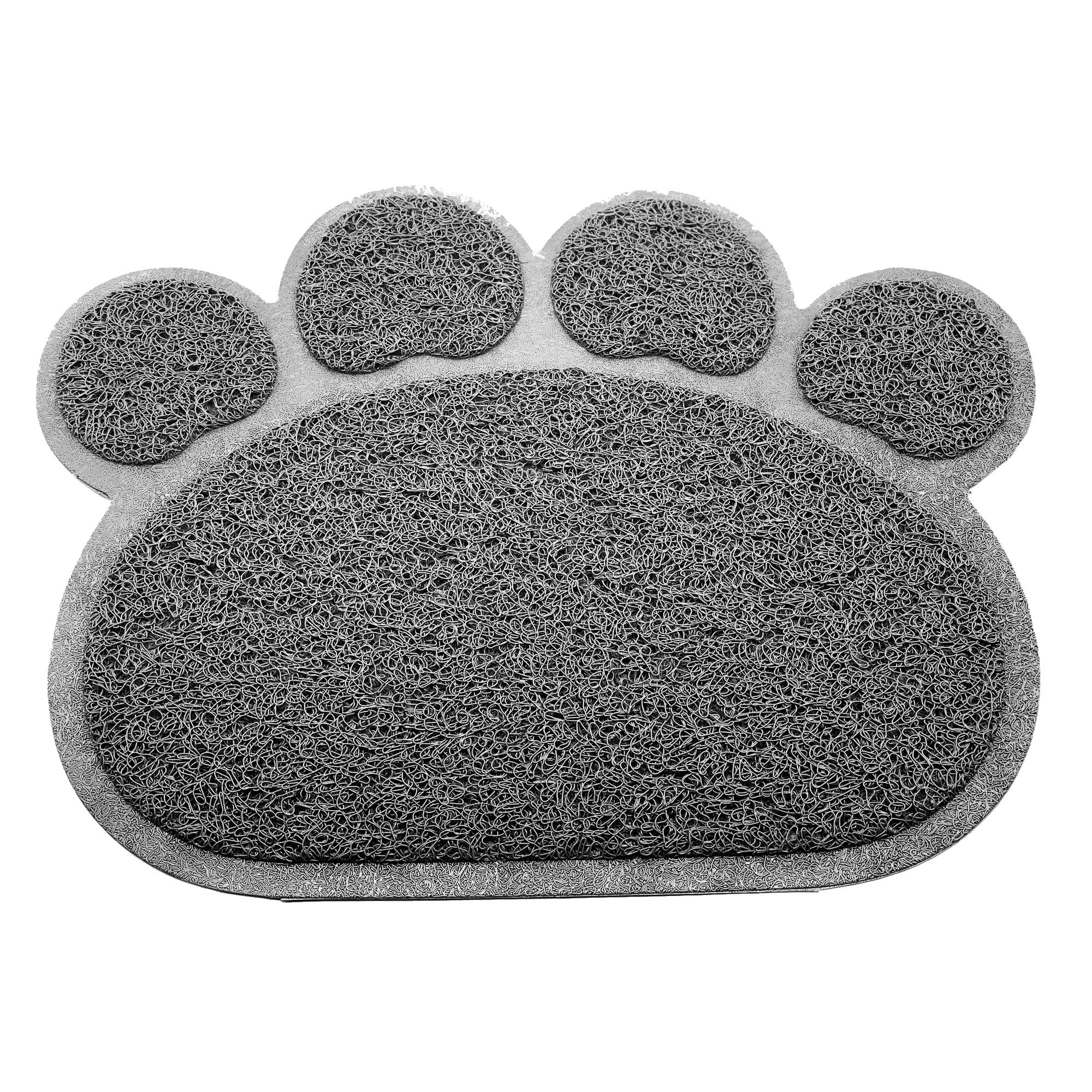 Paw Shaped Cat Puppy Doggy Litter Mat PVC Eco-friendly Pet Feeding Durable Non-slip & Waterproof Mat In Various Shaped (CHARCOAL, PAW)