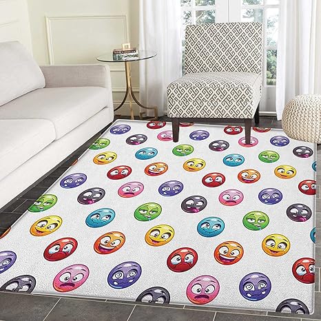 Amazon Com Emoji Area Rug Carpet Cartoon Faces In Different