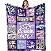 Suobrnaer Cousin Gifts for Women, Best Cousin Ever Gifts, Gift for Cousins Female, Cousin Birthday Gift for Women, to My Cousin Throw Blanket 60''x 50''