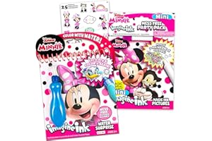 Disney Shop Minnie Mouse Paint with Water Super Set for Kids Toddlers Bundle ~ 2 Mess Free Books with Water Surprise Brush, Pen and Stickers (Minnie Mouse Party Supplies)