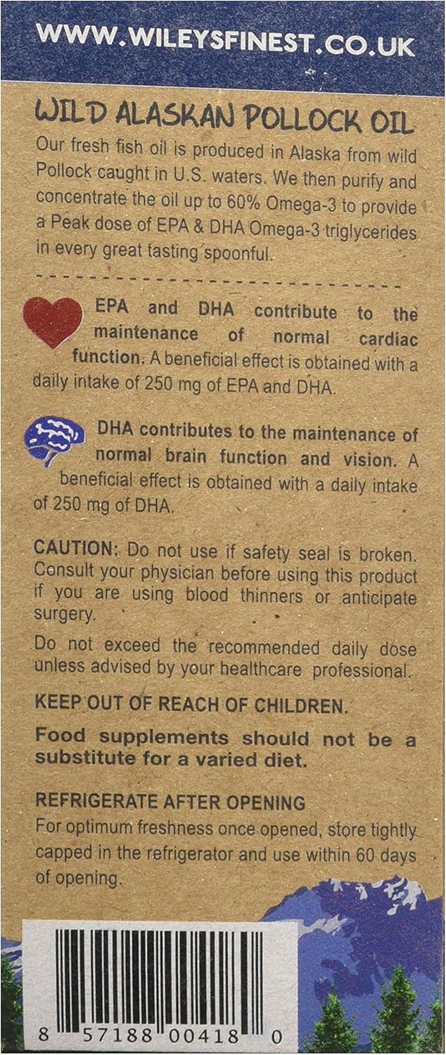 Wiley’s Finest Wild Alaskan Fish Oil Peak Omega-3 Liquid Supplement, 2300mg EPA and DHA Omega-3s, Lemon Flavor - Image 3