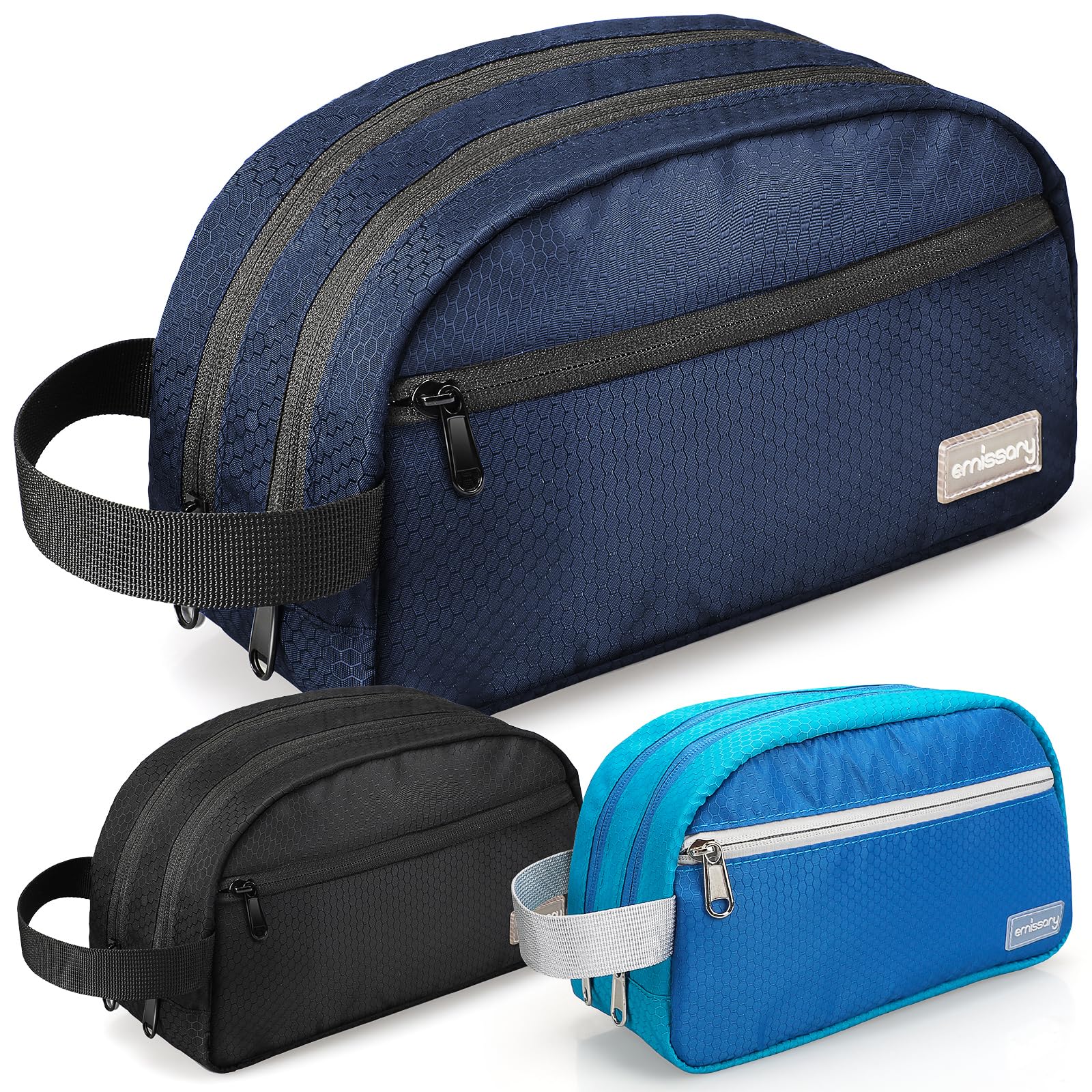 Photo 1 of emissary Nylon Men's Toiletry Bag - Large Waterproof Shower Bag - Travel Toiletries Bag - Dopp Kitt for Men - Toiletry Bag for Men and Women - Shaving Bag for Men Travel (Blue Water-Resistant)
