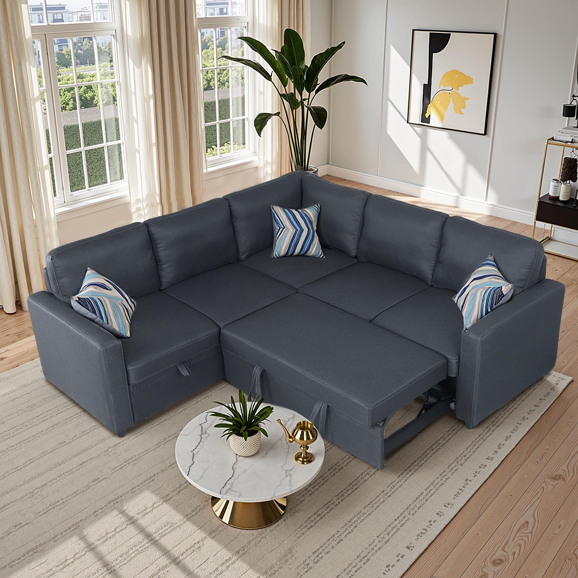 Photo 1 of Trygoal Sleeper Sofa Couch with Pull Out Bed, L Shaped Couch Bed with Storage, Sectional Sleep Couches, Convertible Sleeper Sofa Beds W/Reversible Chaise&Back Cushion for Living Room, Grey
**CHECK COMMENTS**