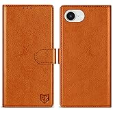 ZZXX for iPhone 16e Wallet Case with [RFID Blocking] Card Slot Kickstand Magnetic Closure Leather Flip Fold Protective Phone Case for iPhone 16e Case Wallet(Brown-6.1 inch)