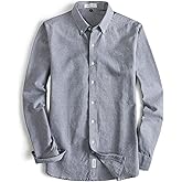 MUSE FATH Men's Oxford Dress Shirt-Cotton Casual Regular Fit Long Sleeve Shirt