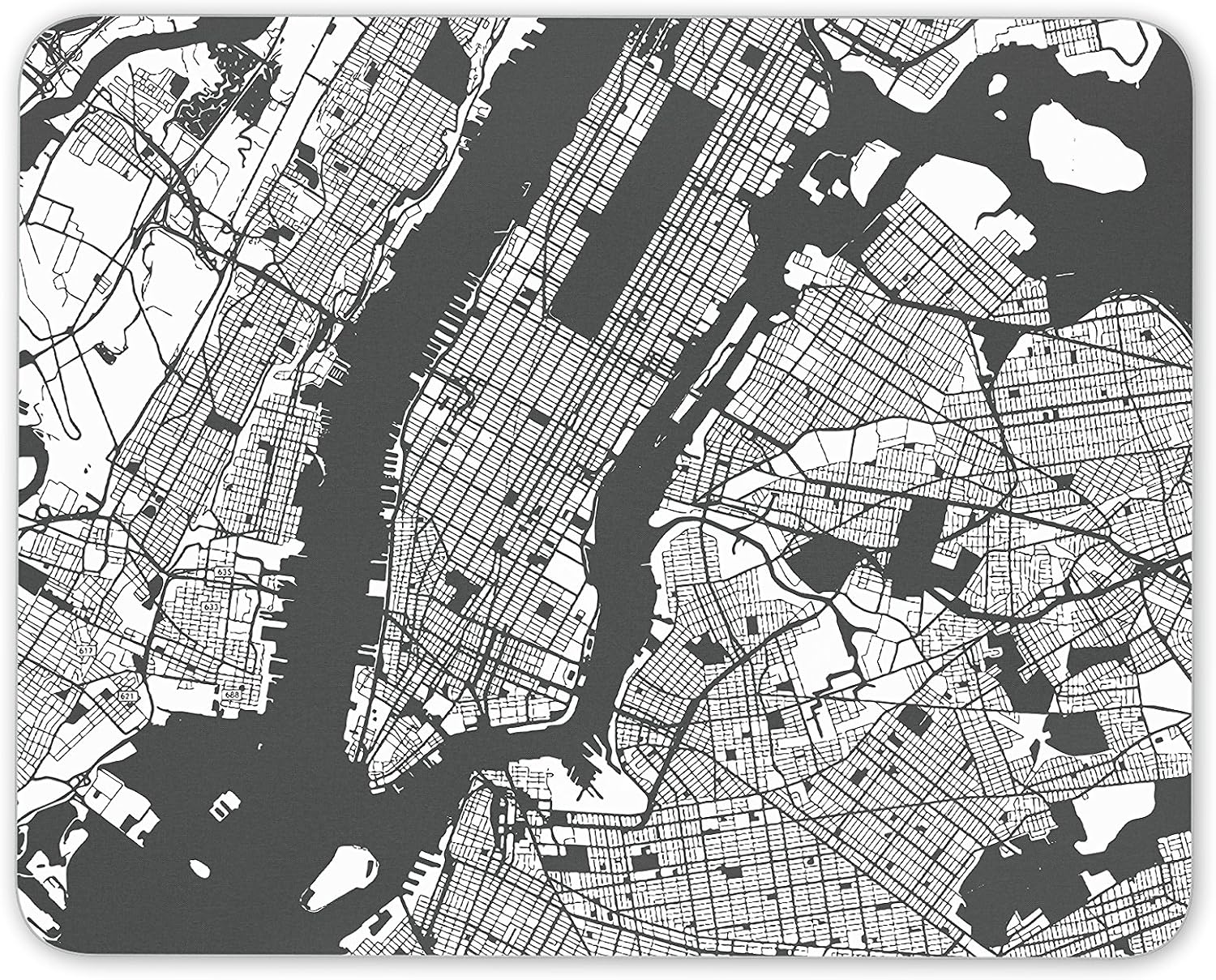 New York City Manhattan Map Mouse Mat Pad - NYC Artwork Art Gift Computer #13258, Multicolor, 23.5cm x 19.6cm x 5mm