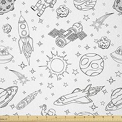 Ambesonne Cartoon Fabric by The Yard, Doodle Solar