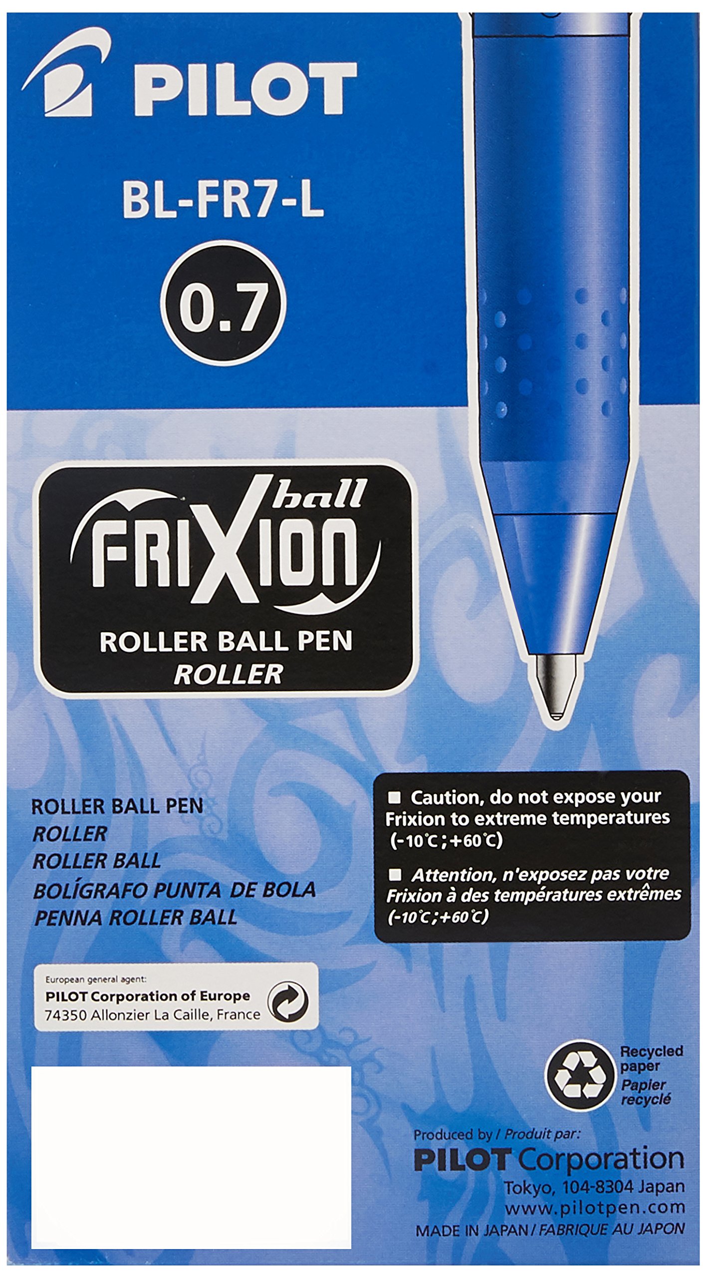 Pilot 4902505547621 Size 12 Mika Frixion Erasable Rollerball Pen - Light Blue (Pack of 12)