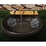 Bamboo Water Fountain Medium 12 Inch Three Arm Style without Pump, Indoor or Outdoor Zen Garden Decor Fountain, Natural, Spli