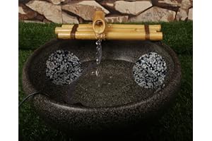 FOCI COZI Bamboo Water Fountain Medium 12 Inch Three Arm Style without Pump, Indoor or Outdoor Zen Garden Decor Fountain, Natural, Split Resistant Bamboo, Combine with Any Container to Create Your Own Fountaion