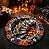 3D Halloween Optical Illusion Rug, Skeleton Ghost Pumpkin Pattern,24in | Spooky Depth Visual Effect Carpet ,Quilted Non-Slip Halloween Area Mat for Indoor Doorway Bedroom Halloween Party Home Decor