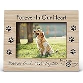 FONDCANYON Forever in Our Heart Pet Memory Picture Photo Frame, Cat & Dog Memorial Picture Frames, Sympathy Gifts for Pet Loss (5x7 Inch Photo)