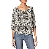 Star Vixen Womens 3/4 Sleeve, Front Tie Peasant Top