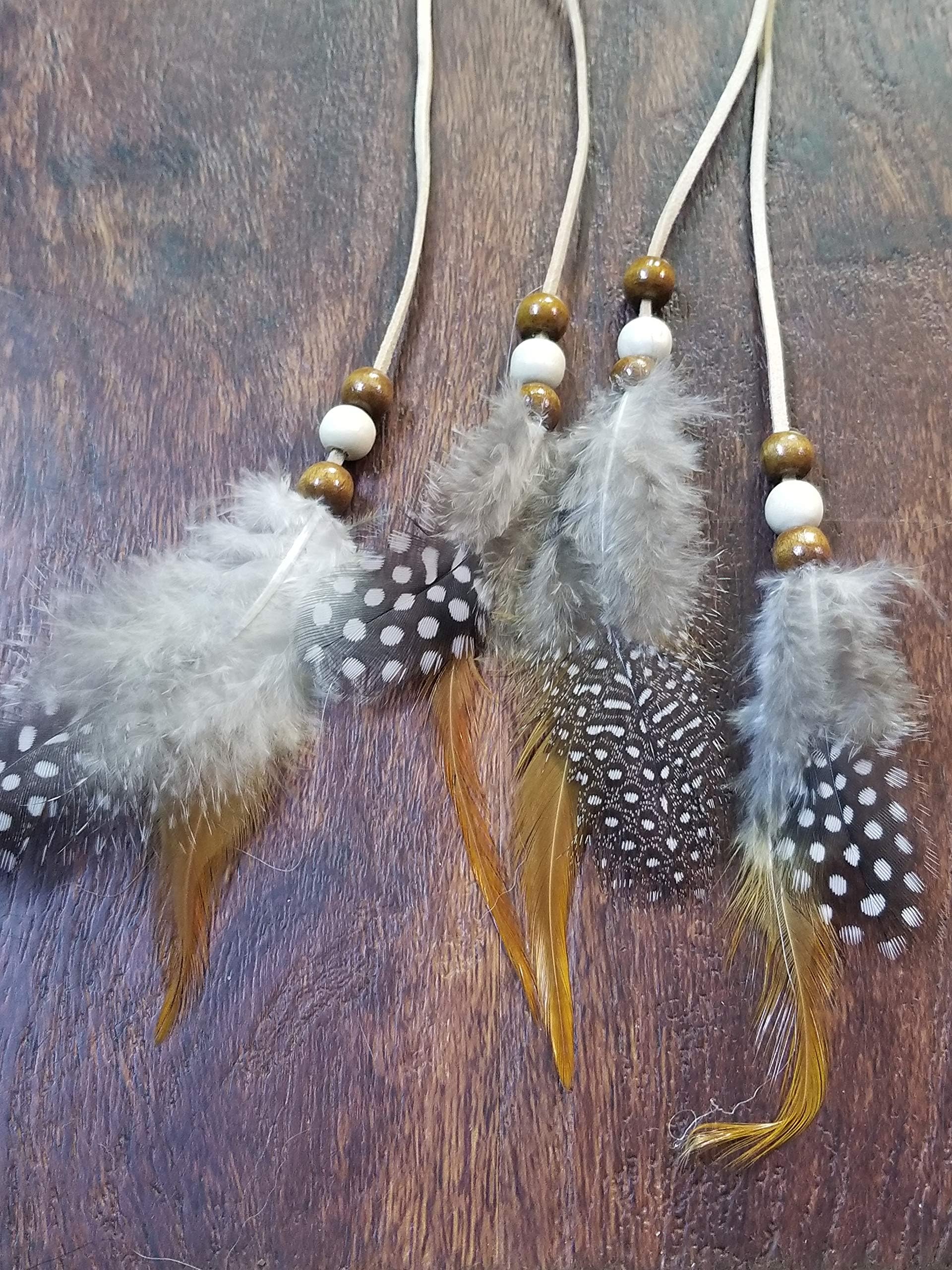 Multi Color Spotted Feather Headdress Native American Boho Style Hippie Peace Nature Outdoors Fashion (HB28)