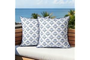 AELS Outdoor Pillow Covers 18x18 Inch, Water-Resistant Decorative Pillow Covers Pack of 2, Floral Throw Pillow Case for Patio