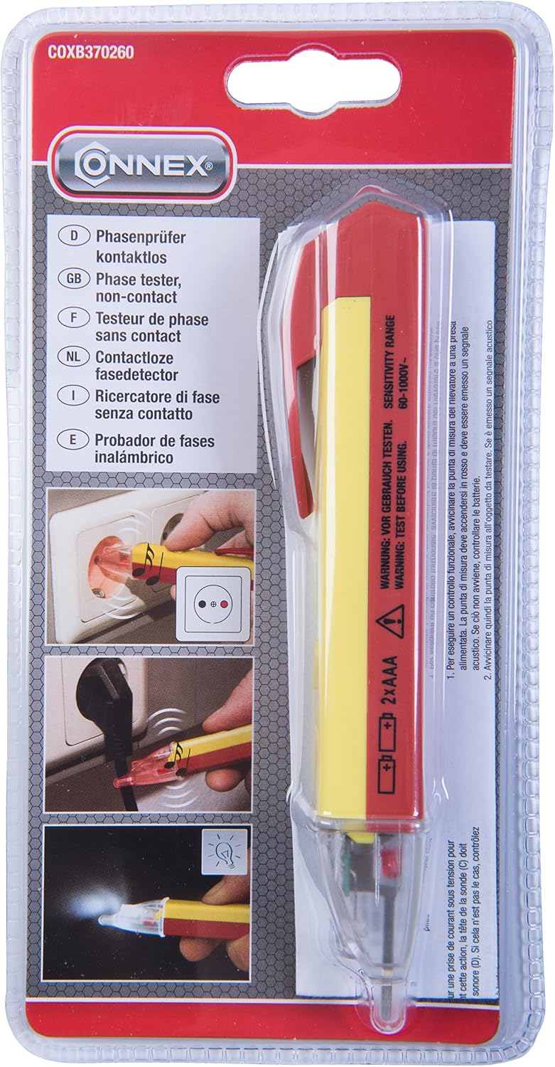 Connex COXB370260 Phasing Tester Contactless, Yellow/Red, One Size - Image 3