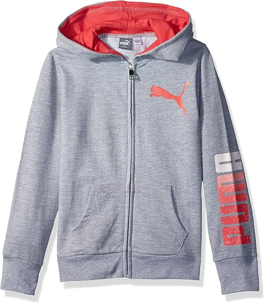 felpa puma grigia con cappuccio