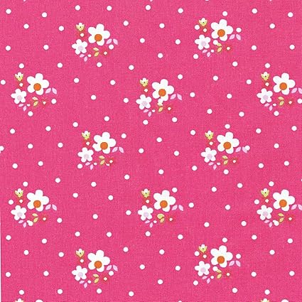 Tessuto fiori e puntini | bianco, rosa chiaro, verde anise ...