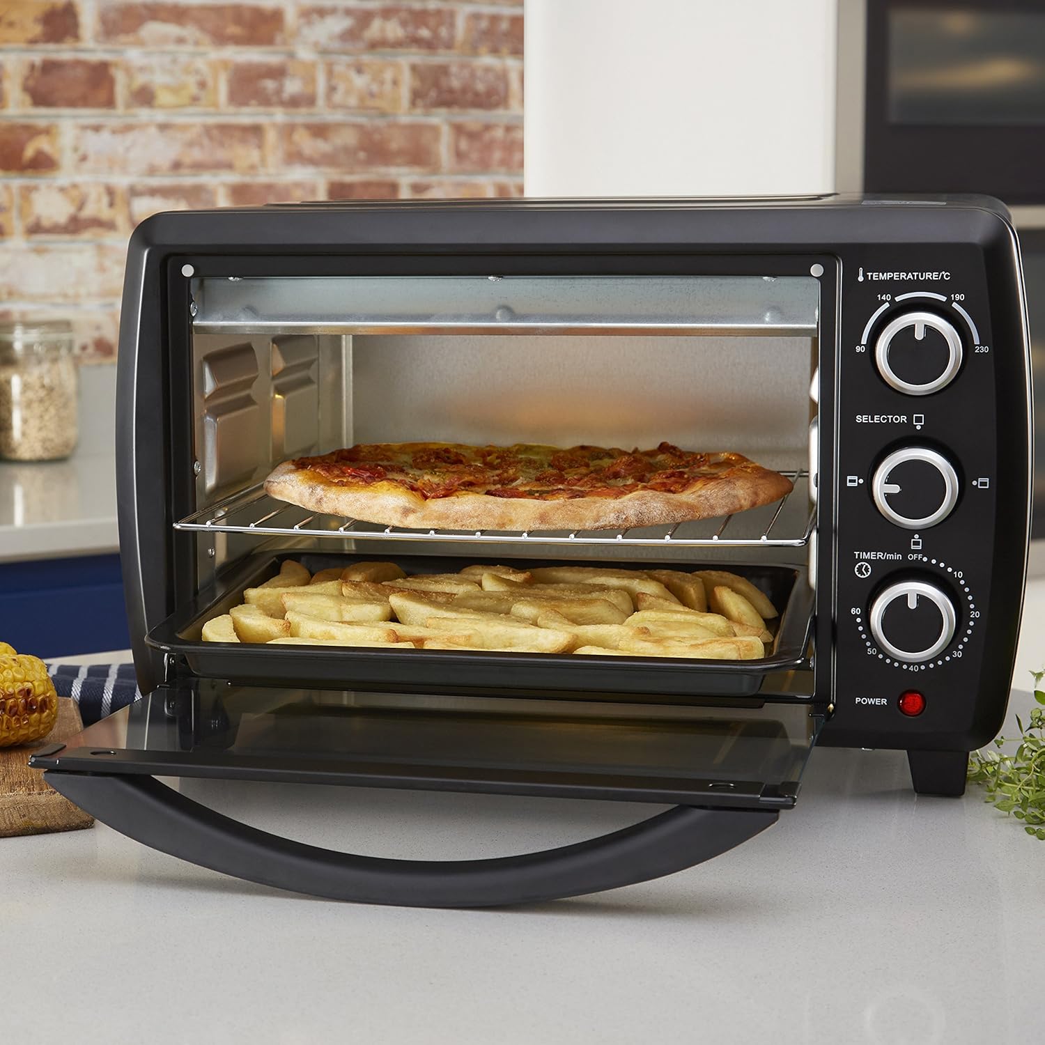 Mini Ovens T14012 Tower Mini Oven & Grill 23L 1500W in Black 60 Minute Timer Counter Top Home