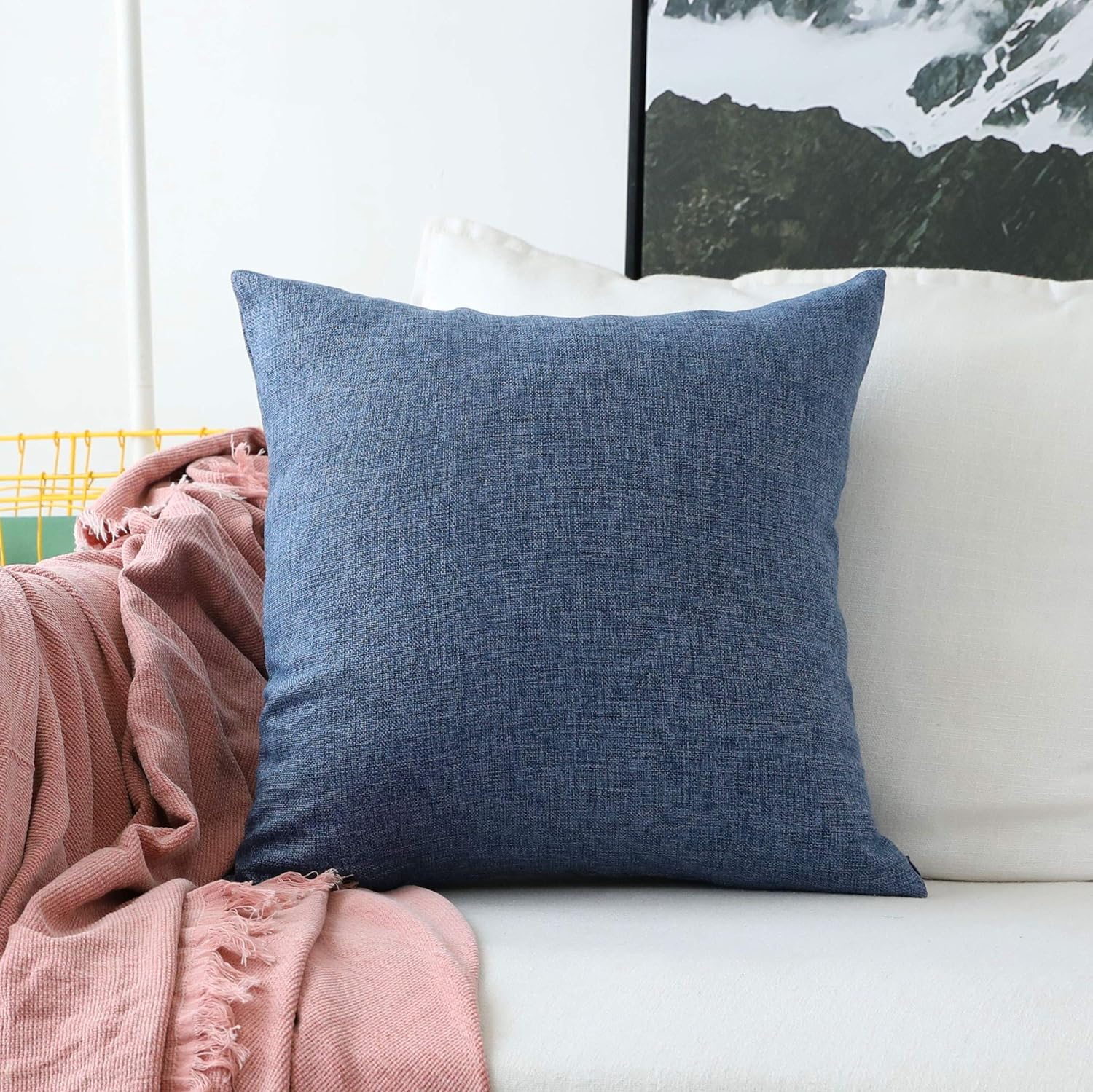 Home Brilliant Burlap Lined Linen Euro Pillow Sham Cover Large