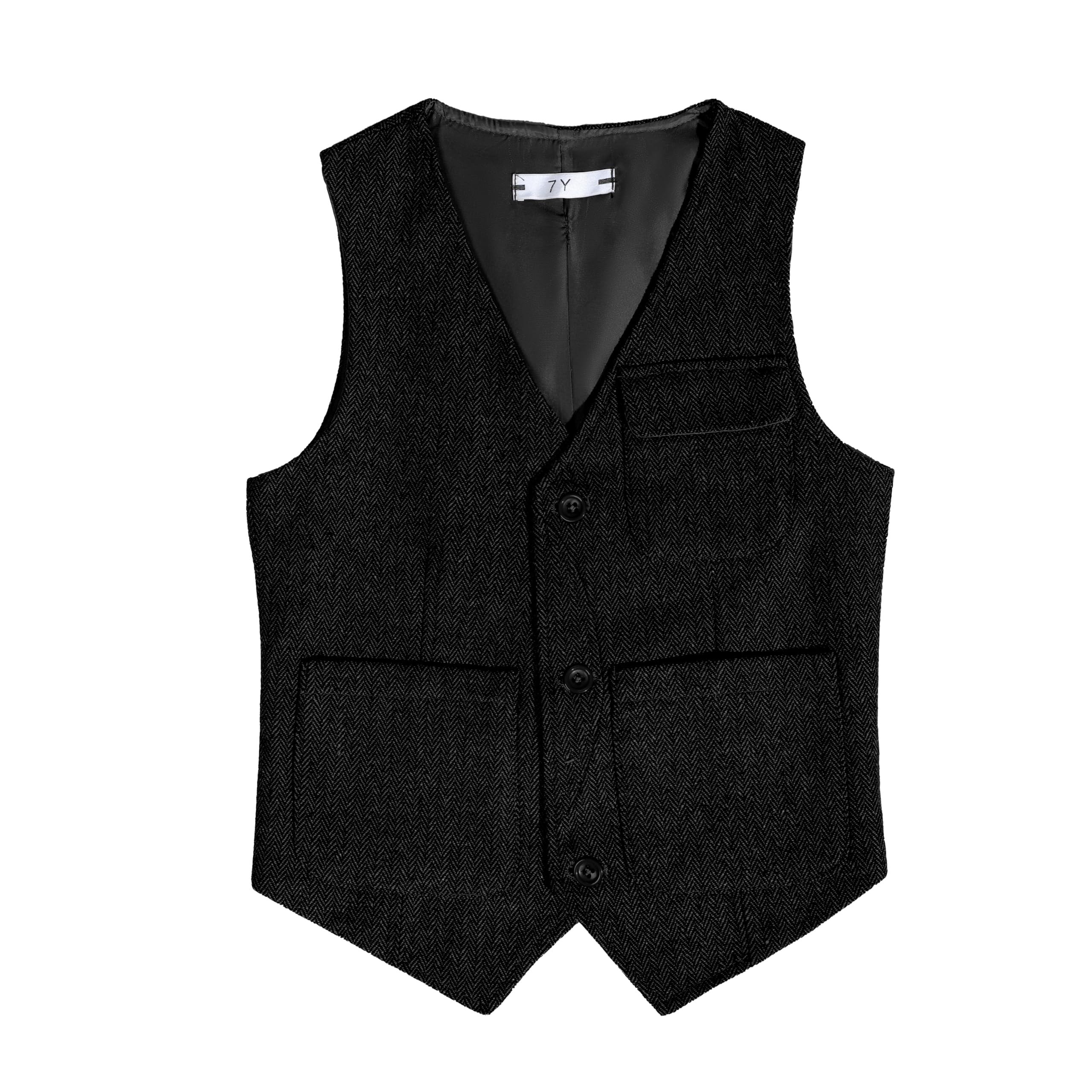 Photo 1 of Boy Vest Black Tweed Kids Casual Waistcoat Formal Wedding Party Dress Vest Size 16