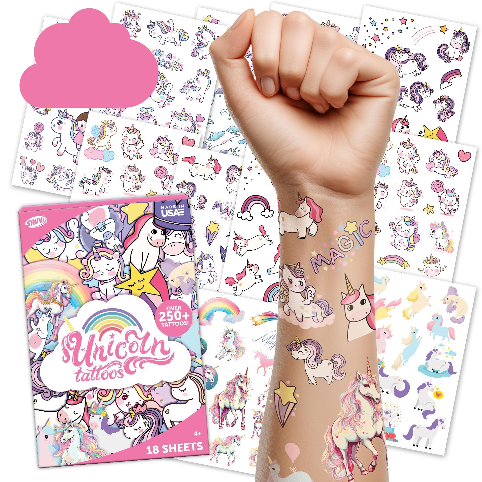 Photo 1 of ***SIMILAR ITEM*** Unicorn Temporary Tattoos for Kids - Temporary Tattoos for Kids, Birthday Parties, Party Supplies, Made in the USA with Skin-Safe Ink