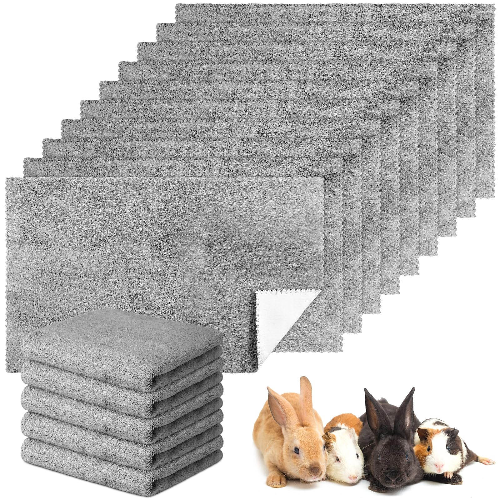 Panelee 10 Pcs Washable Blankets for Dog Guinea Pig Bunny Cat Waterproof Small Animal Pee Pad Pet Blanket Reusable Sleep Bedding Mat Absorbent Cage Liner Pad Cover