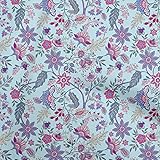 oneOone Cotton Poplin Light Blue Fabric Jacobean