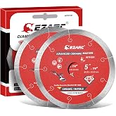 EZARC 5 Inch Advanced Diamond Tile Blade, 7/8"-20mm-5/8 Arbor, 2-Pack | Advanced Diamond Tile Blade, Music-Slot Design, Low Vibration and Noise, for Ceramic, Porcelain, Wet Cutting Only