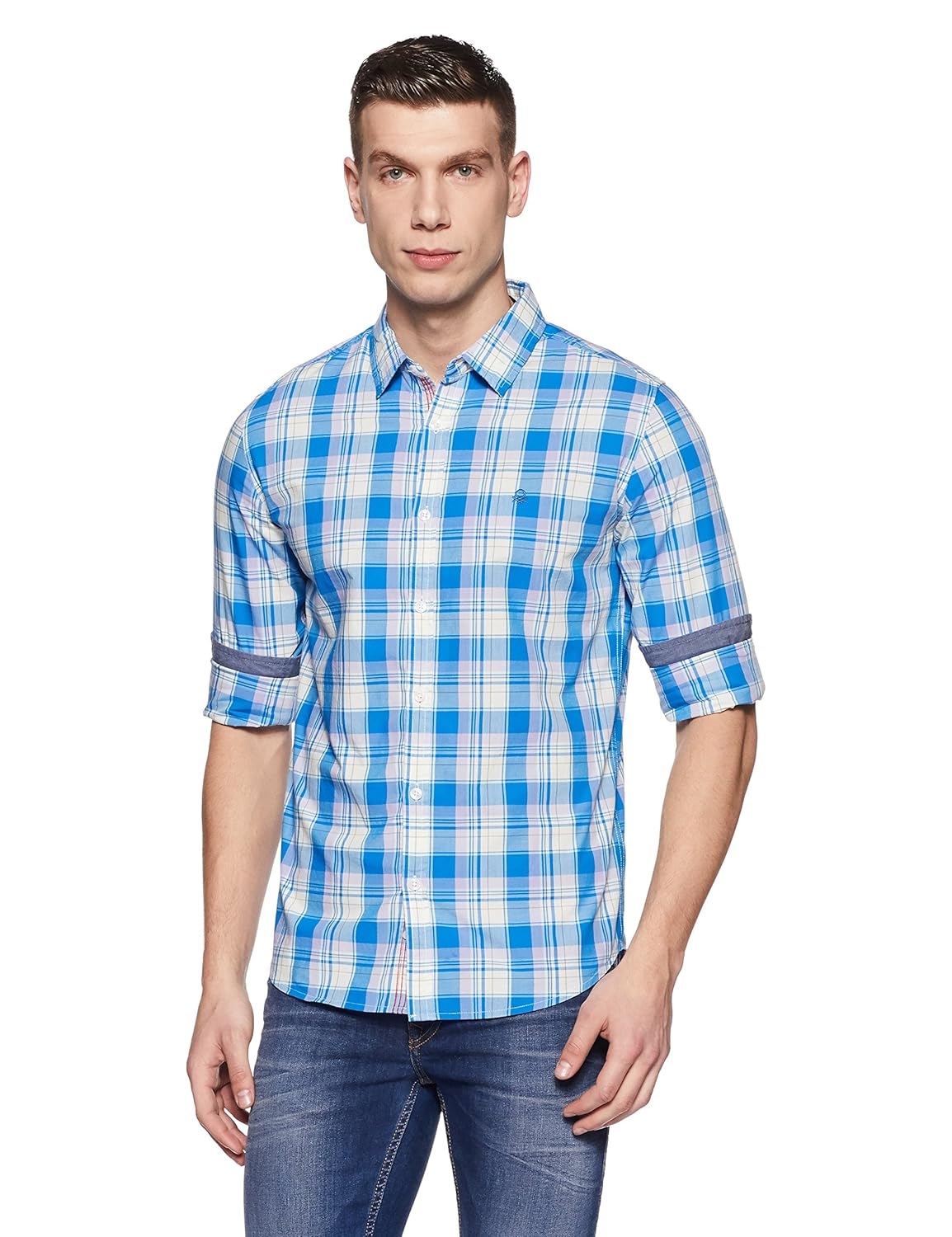 united colors of benetton men's checkered slim fit casual shirt