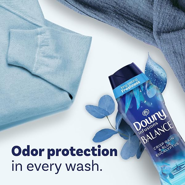 DOWNY INFUSIONS IN-WASH LAUNDRY SCENT BOOSTER BEADS, BALANCE, CRISP RAIN AND BLUE EUCALYPTUS, 13.4 OZ