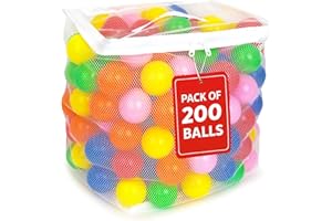 MW SPORTS Play Balls for Ball Pit, Plastic Crush Proof, Phthalate & BPA Free, Assorted Colors (200 Balls)