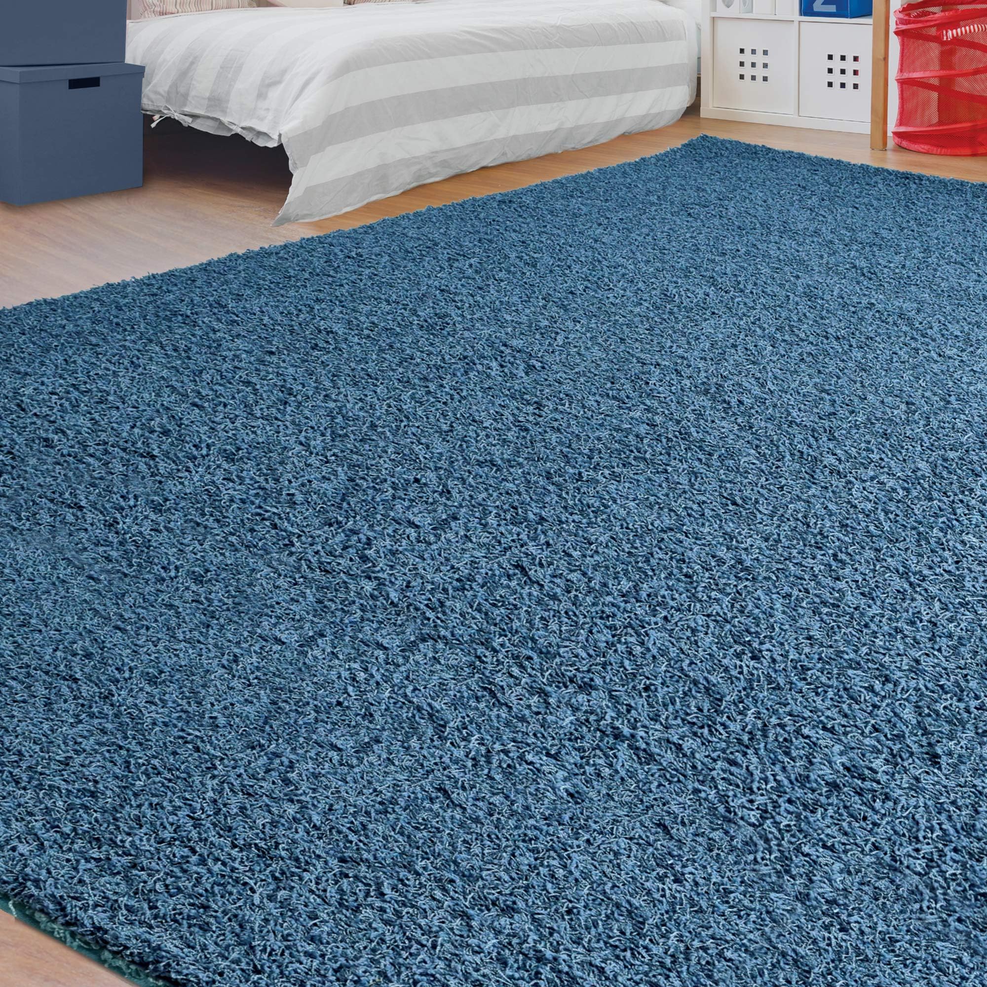 iCustomRug Bella Kids Shag Area Rug Great for The Nursery Room Kids Bedroom Or Playroom 4' x 6' in Indigo Blue