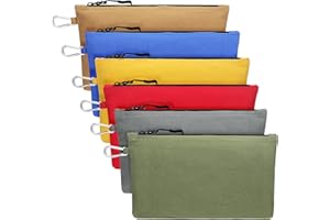 EYBPTIM 6 Pack Canvas Tool Bags, 16 OZ Heavy Duty Tools Pouch with Carabiner, Multipurpose Pouch Tote Bags with Dependable Durable Zippers