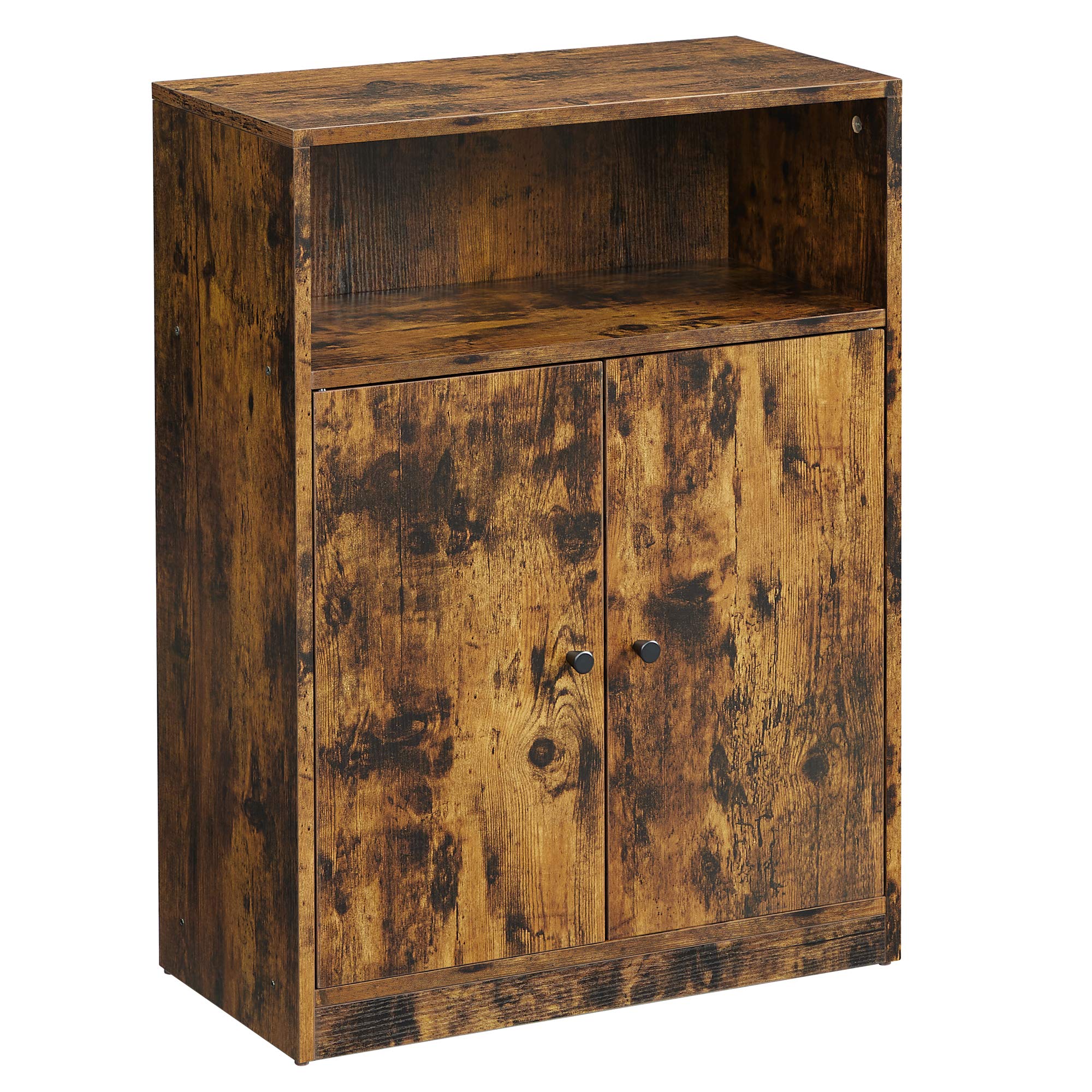 VASAGLE Industrial Storage Floor Cabinet, Door Adjustable Shelf Compartment, Engineered Wood, Rustic Brown, 23.6" W