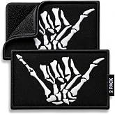 Bluyellow Skeleton Shaka Hand Black Hook and Loop Tactical Patch 2 Pack | embroidered patches 2x3 inches for backpack, plate carrier, molle vest, helmet