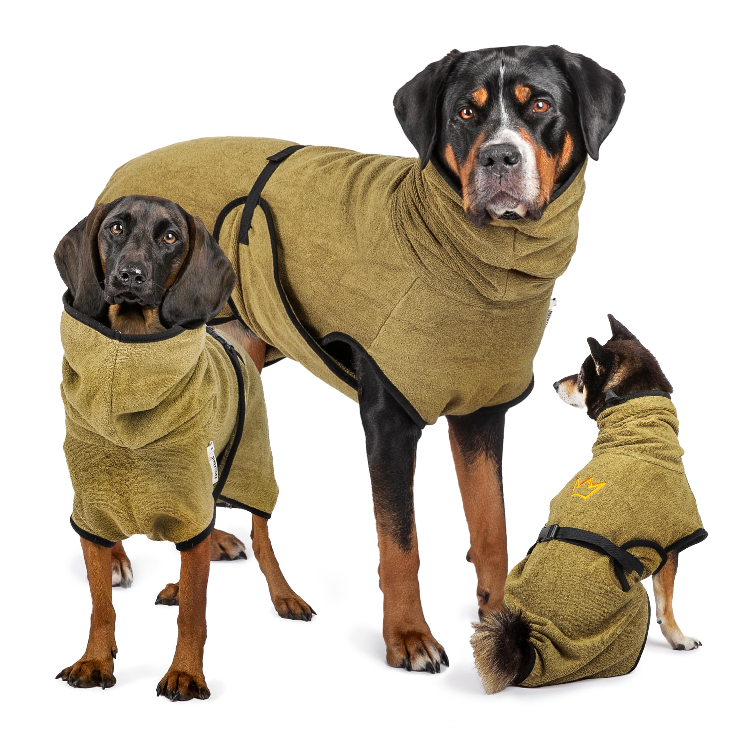 Rudelkönig Dog Drying Coat - Cosy Dog Towelling Drying Coat made of 100% Cotton - Absorbent Dog Dressing Gown for All Dog Sizes