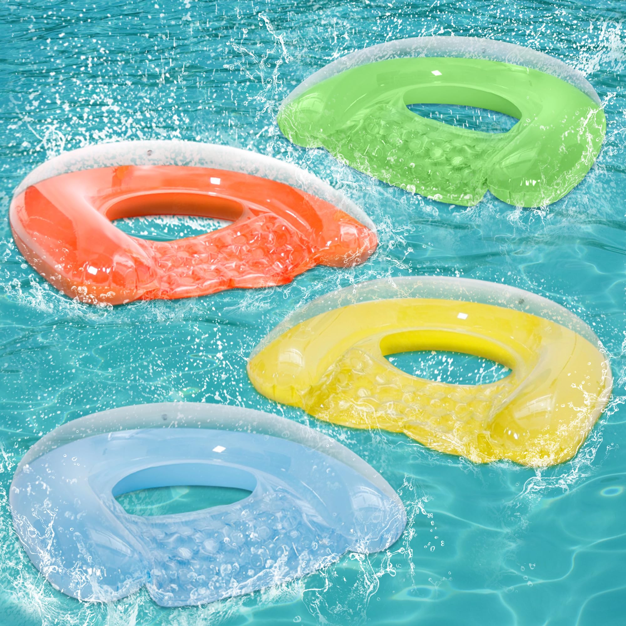 Photo 1 of 4 Pack Pool Floats Adult, PuppyuWill Minimalist Design Pool Chair Float, 46"X36" Mood-Boosting Colors, Drifter, Chair, Hammock 3-in-1 Inflatable Pool Toys for Pool Party, Lake, River, Sea, Outdoor