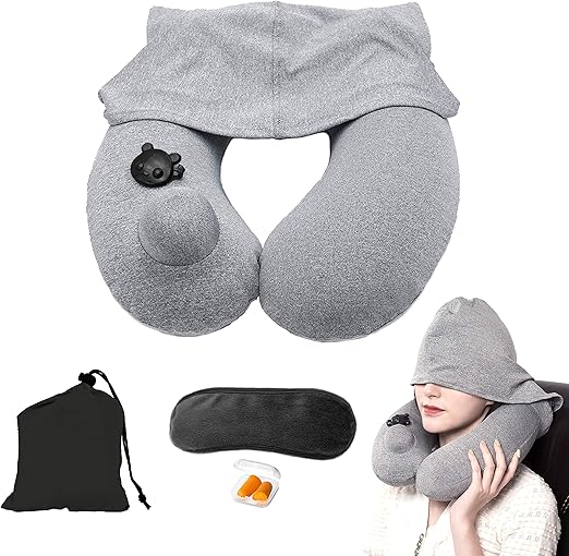 Amazon Com Inflatable Hoodie Travel Pillow Neck Hat Pillow For